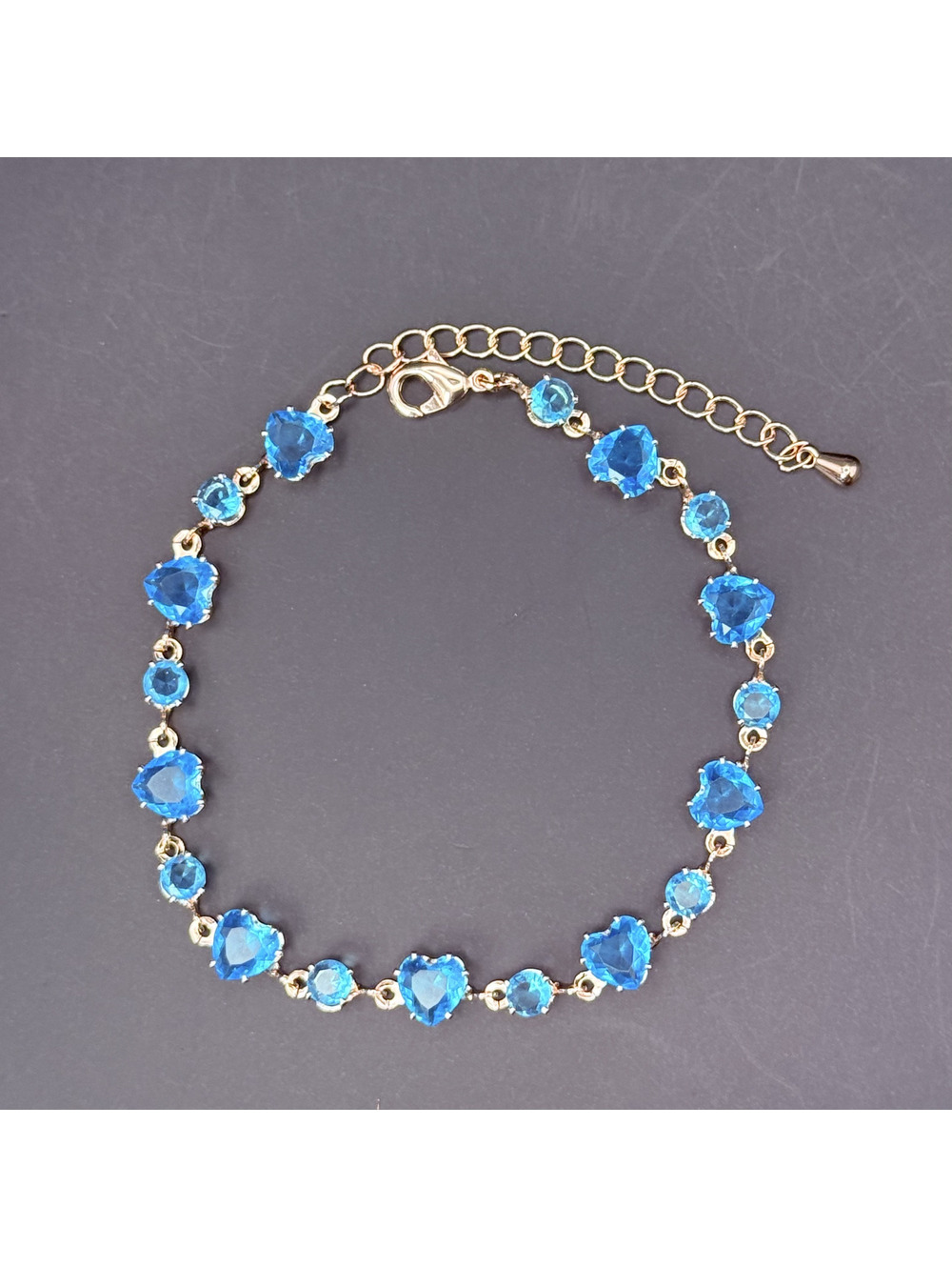 candy+clover aqua and clear heart crystal candy dopamine rose gold bracelet
